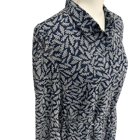 LOFT Godet Shirtdress Size M Fern Print Flouncy - Picture 6 of 11